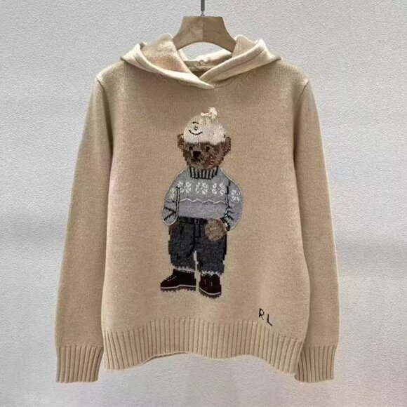 Polo Ralph Lauren Camel Colour Bear Sweater Hoodie - Picture 1 of 8